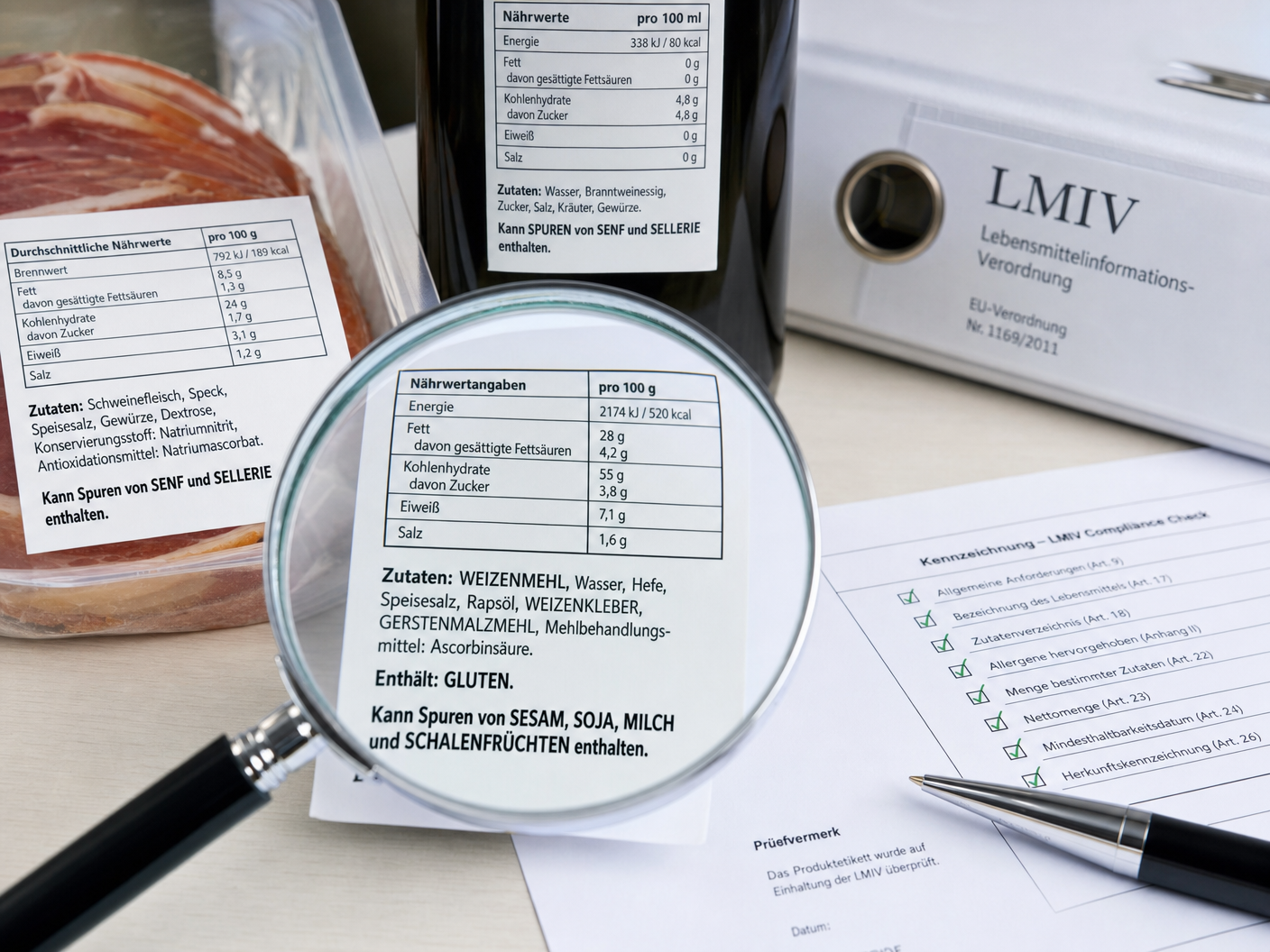 Lebensmitteletiketten mit Nährwerttabellen und Allergenkennzeichnung unter der Lupe – LMIV Kennzeichnung Food Startup